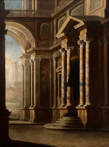 Uitzicht op het Interieur van een Gebouw door Leonardo Coccorante